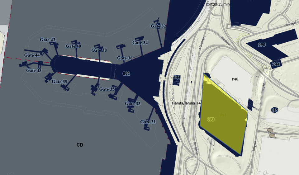 Bild som visar plan 4 parkeringshus p41 Terminal 4