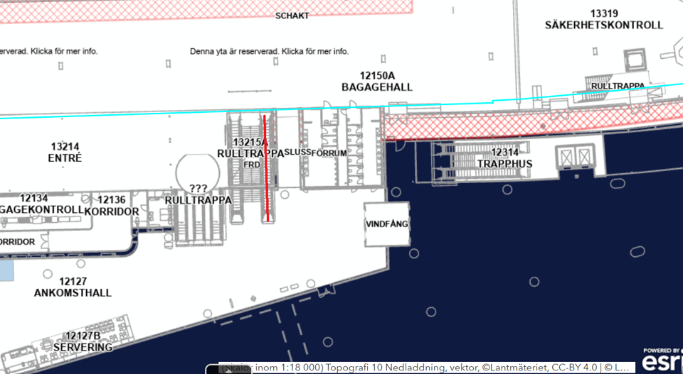 Rulltrappa plan 2 upp till plan 3